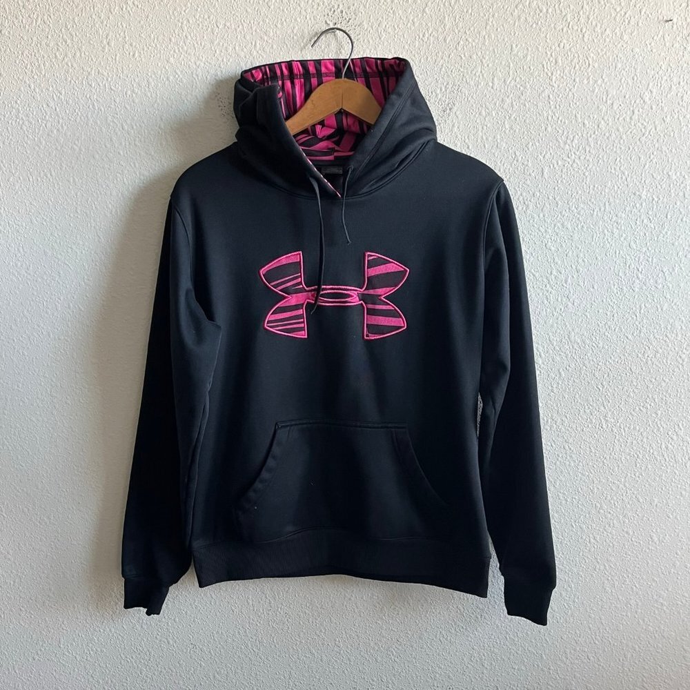 Under Armour Women's Big Logo Black Hoodie Sweatshirt Jacket Size M
